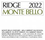 Ridge - Cabernet Sauvignon Monte Bello Vineyards 2022 (750)