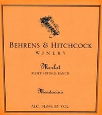 Behrens & Hitchcock - Merlot Alder Springs 2001 (750ml) (750ml)